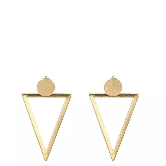 Boho Gold Geometric Drop Earrings - Picture 1 of 2